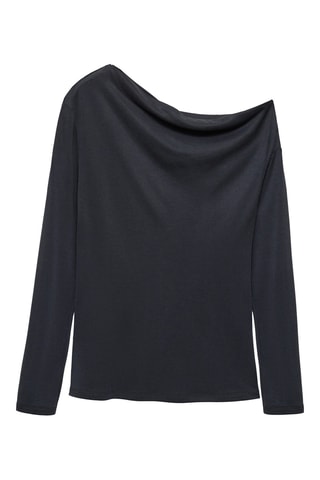 T-shirt asymétrique manches longues - Bleu nuit