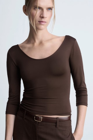 T-shirt manches trois-quarts - Marron