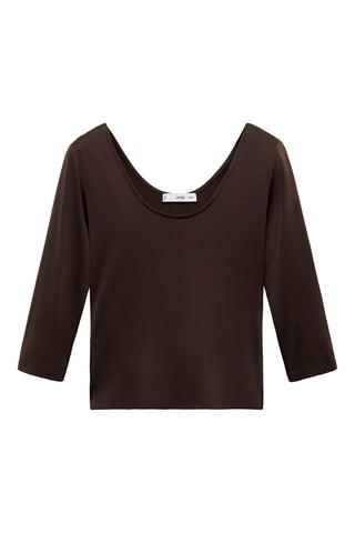 T-shirt manches trois-quarts - Marron