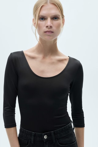 T-shirt manches trois-quarts - Noir