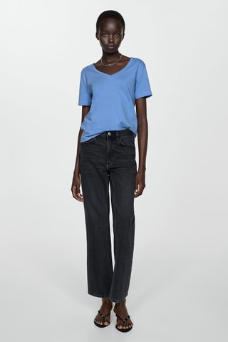 T-shirt coton manches courtes - Bleu