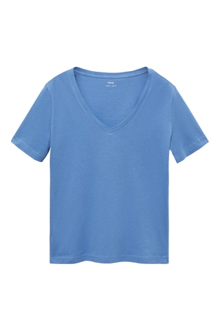 T-shirt coton manches courtes - Bleu