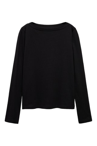 T-shirt col bateau manches longues - Noir