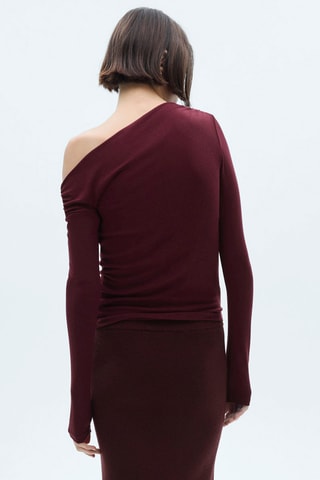 T-shirt asymétrique drapé - Bordeaux