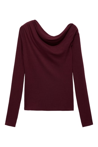 T-shirt asymétrique drapé - Bordeaux