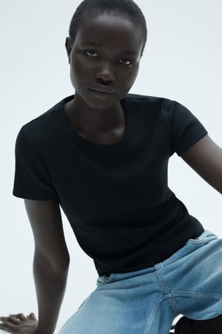 T-shirt coton manches courtes - Noir