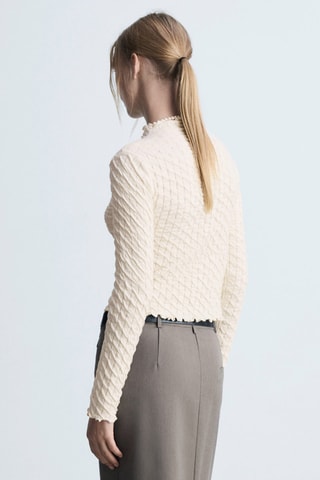 T-shirt froncé manches longues - Beige