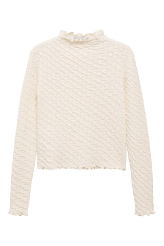 T-shirt froncé manches longues - Beige