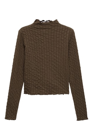 T-shirt froncé manches longues - Kaki