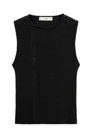 Top maille boutons latéraux - Noir