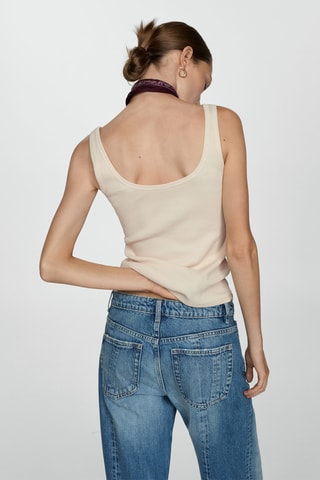 Top bretelles boutons - Beige