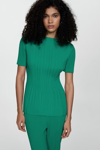 T-shirt plissé manches courtes - Vert