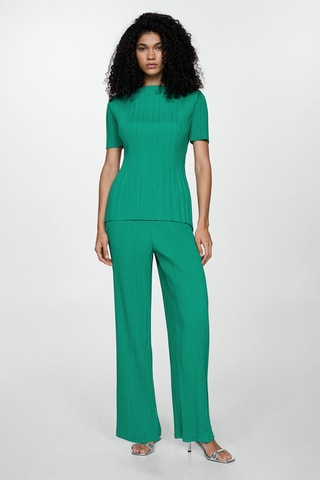 T-shirt plissé manches courtes - Vert