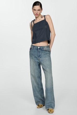 Top brodé en coton - Indigo