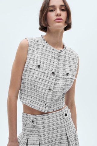 Crop top tweed - Bleu clair