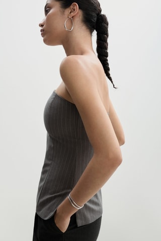 Top bustier rayures tennis - Gris