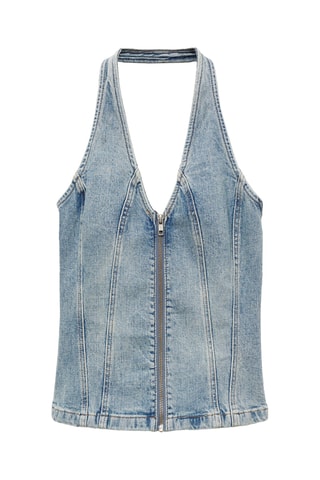 Top en jean emmanchures américaines - Bleu