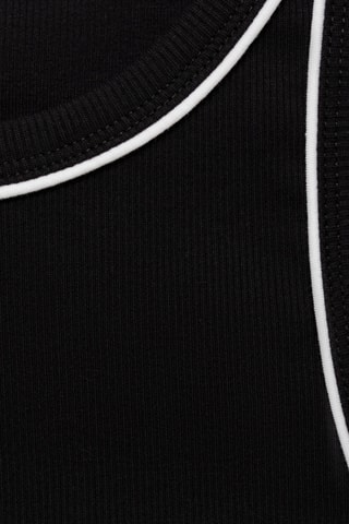 Top coton liserés contrastés - Noir