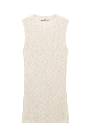 Top maille côtelée ouvertures - Beige