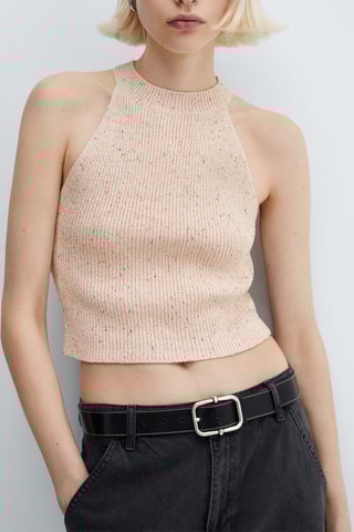Top chiné emmanchures américaines - Rose clair