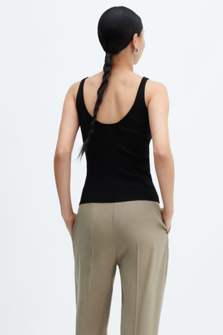 Top maille col V - Noir