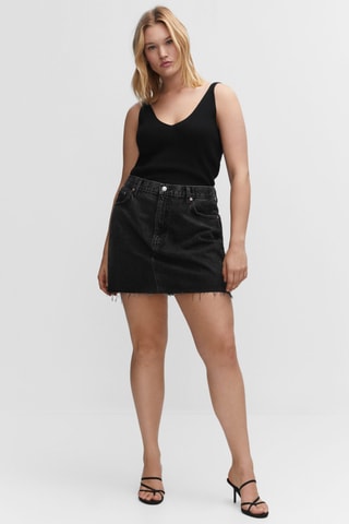 Top maille col V - Noir