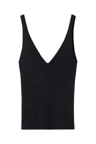 Top maille col V - Noir