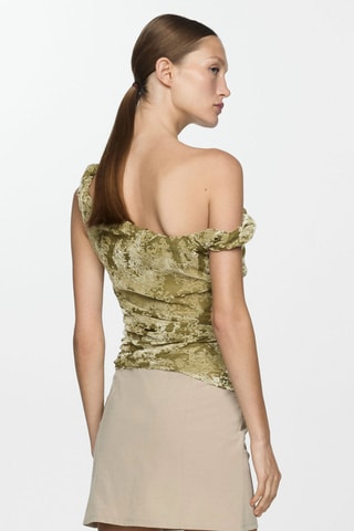 Top drapé détail velours - Vert