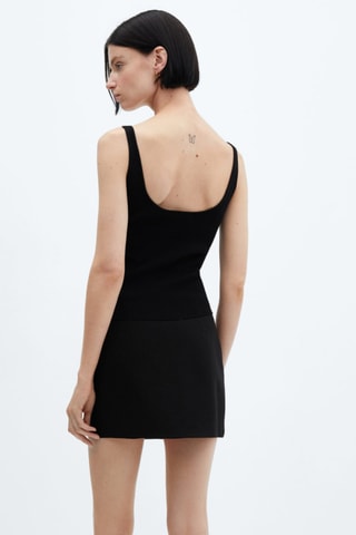 Top maille col V - Noir
