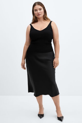 Top maille col V - Noir