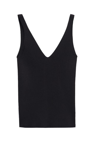Top maille col V - Noir