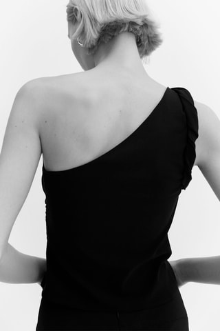 Top asymétrique froncé - Noir