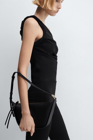 Top asymétrique froncé - Noir