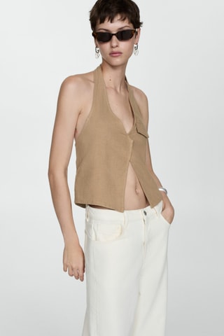 Top emmanchures américaines poche - Beige
