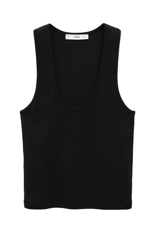 Top coton bretelles larges - Noir
