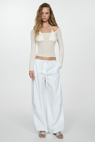T-shirt semi-transparent top combiné - Blanc