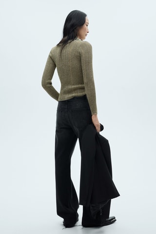 Cardigan Lurex détails ajourés - Vert