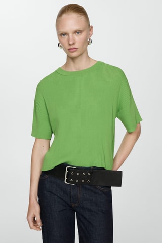 T-shirt maille côtelée - Vert