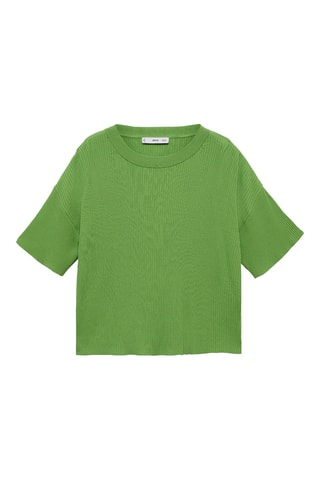 T-shirt maille côtelée - Vert