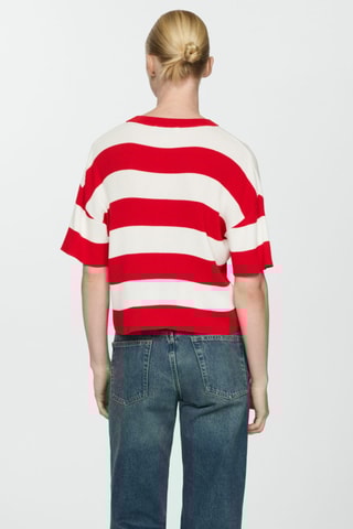 T-shirt maille côtelée - Rouge