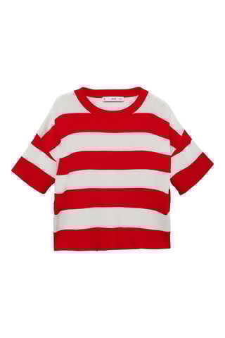 T-shirt maille côtelée - Rouge
