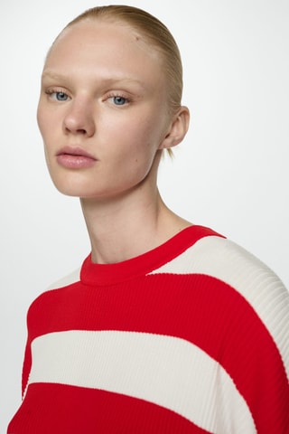 T-shirt maille côtelée - Rouge