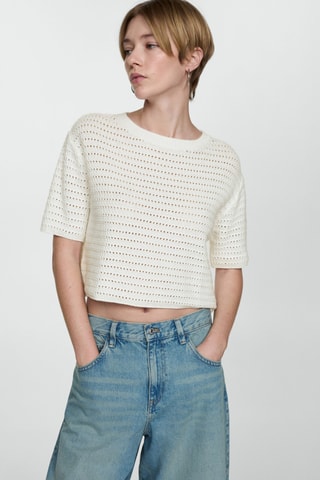 Pull-over maille détails ajourés - Blanc