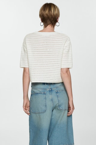 Pull-over maille détails ajourés - Blanc