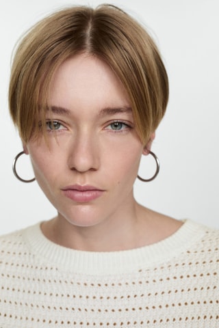 Pull-over maille détails ajourés - Blanc