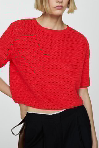 Pull-over maille détails ajourés - Corail