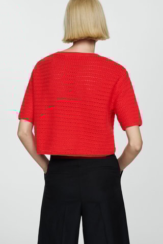 Pull-over maille détails ajourés - Corail