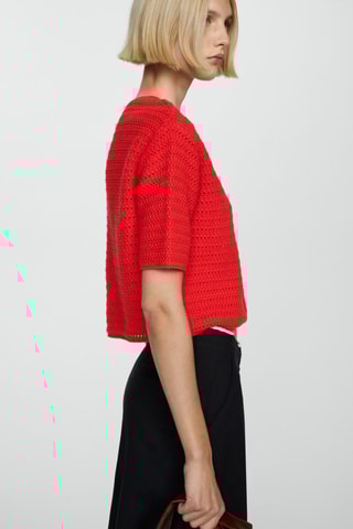 Pull-over maille détails ajourés - Corail