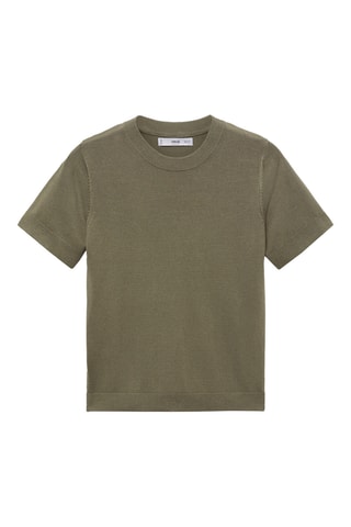 Pull-over maille fine manches courtes - Kaki