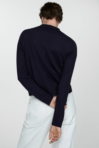 Cardigan col polo - Bleu nuit